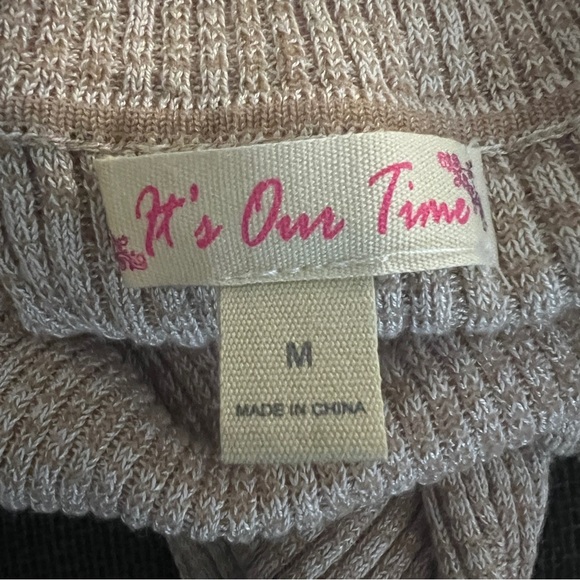 It's Our Time Cream Cowl Neck Ribbed Long Sleeve Sweater Size M - Picture 5 of 7